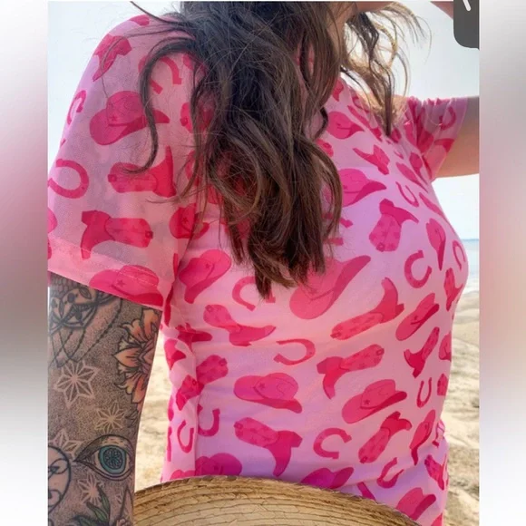 NWT Merigold Kiss western mesh pink dress - Picture 2 of 5